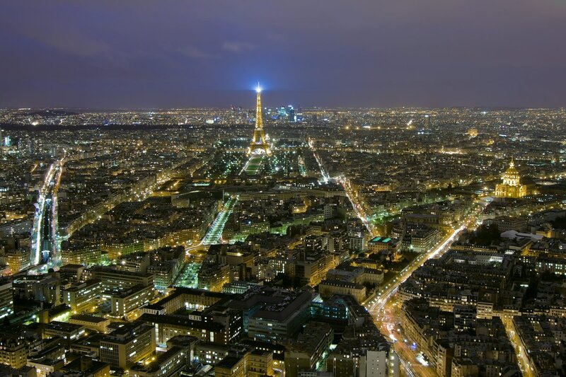 Paris at night with Eiffel Tower