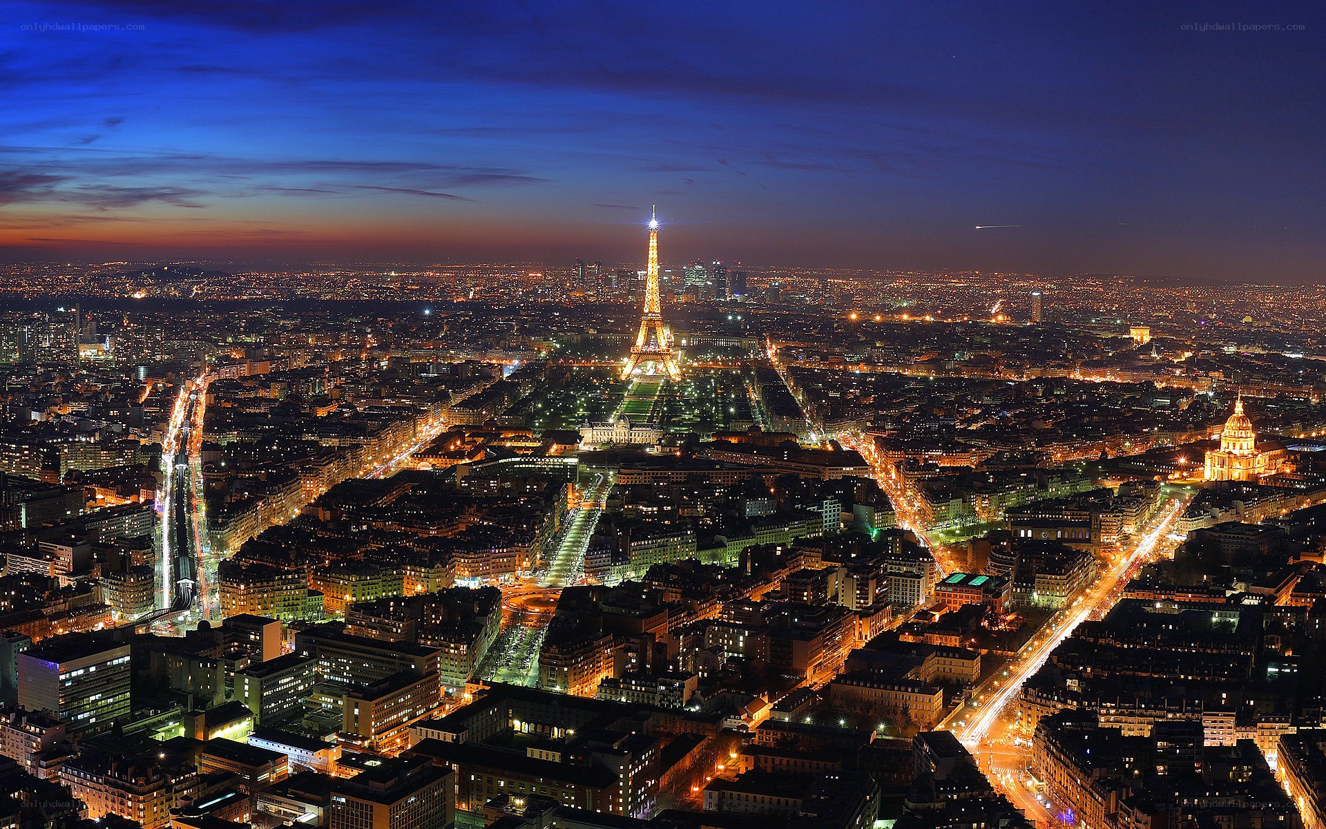 Paris at night with Eiffel Tower