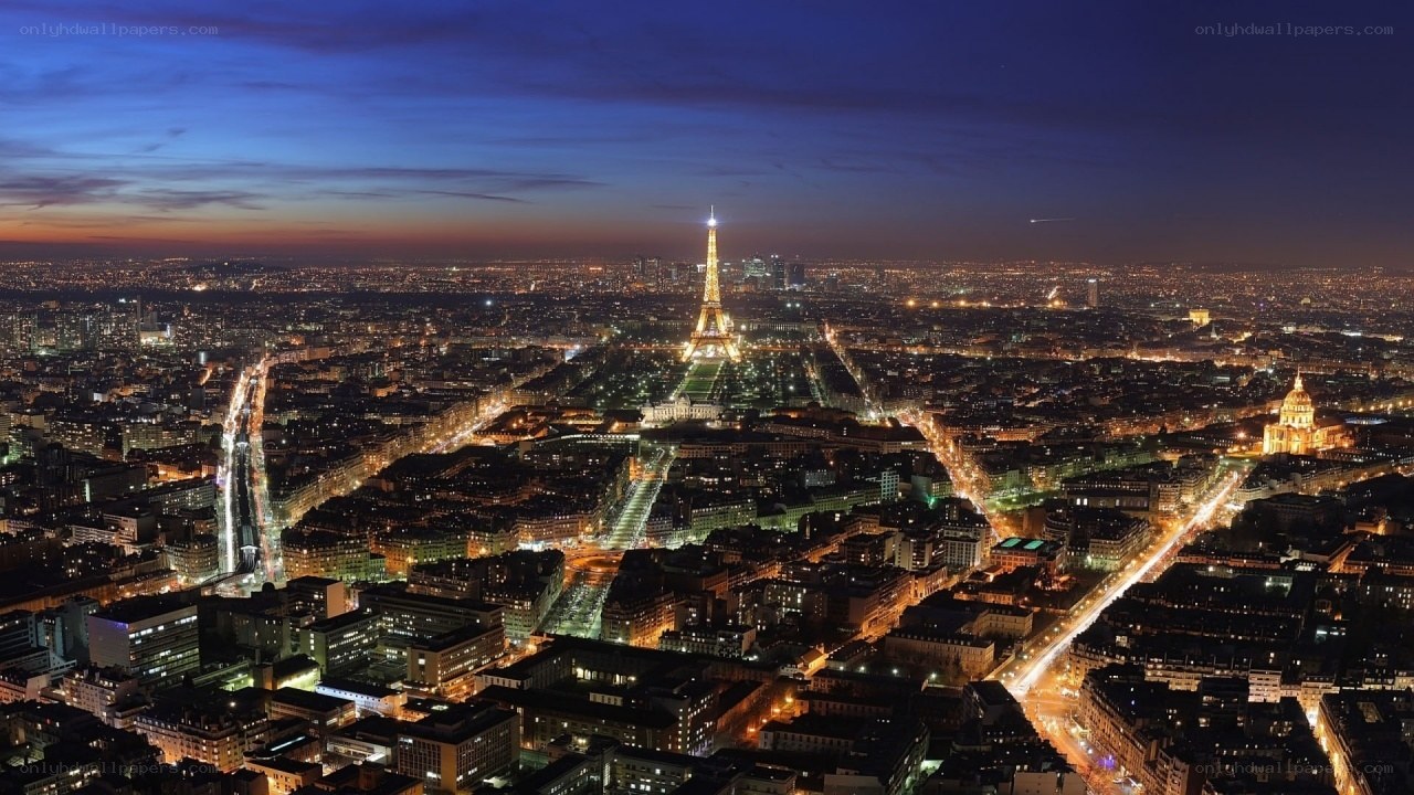 Paris at night with Eiffel Tower