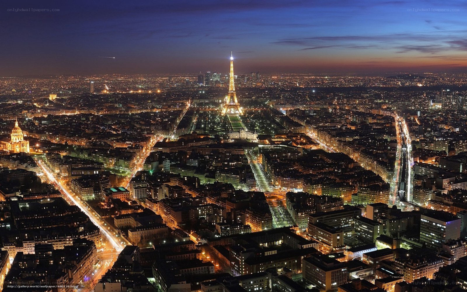 Paris at night with Eiffel Tower
