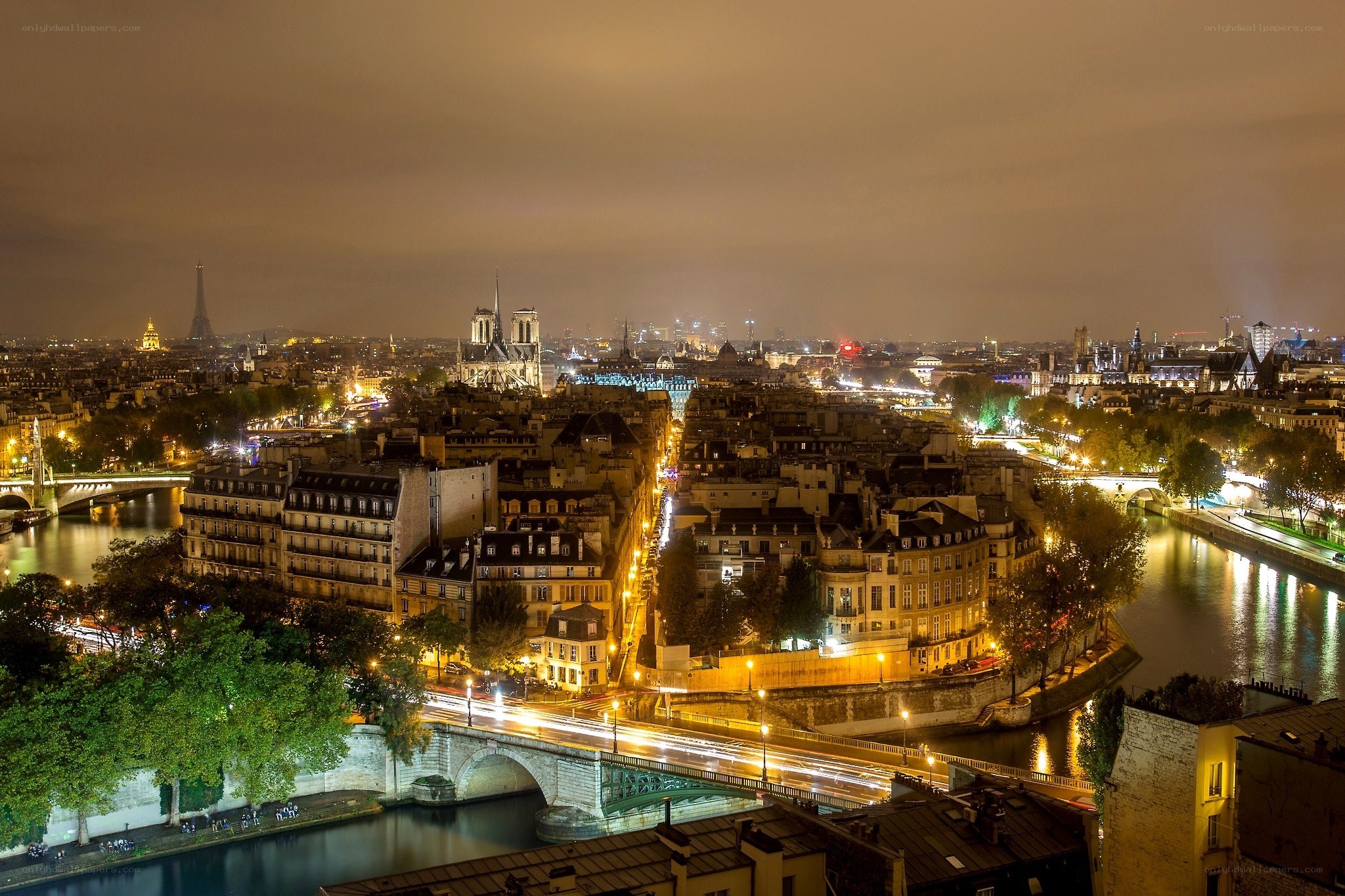 Paris at night with Notre-Dame