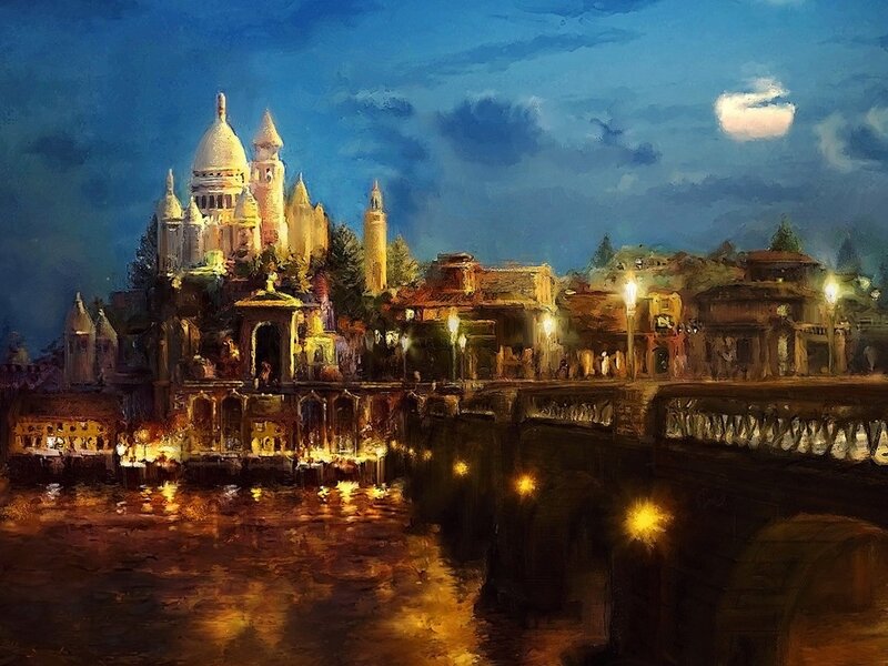 Paris at night with Sacre-Coeur