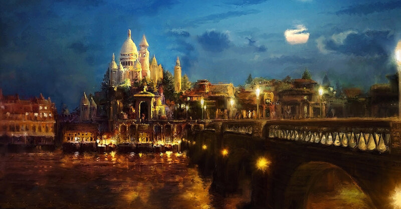 Paris at night with Sacre-Coeur