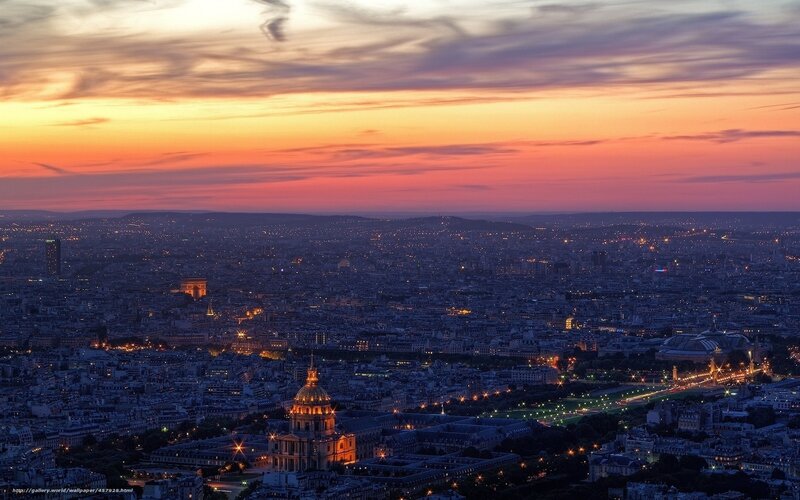 Paris at sunset from above