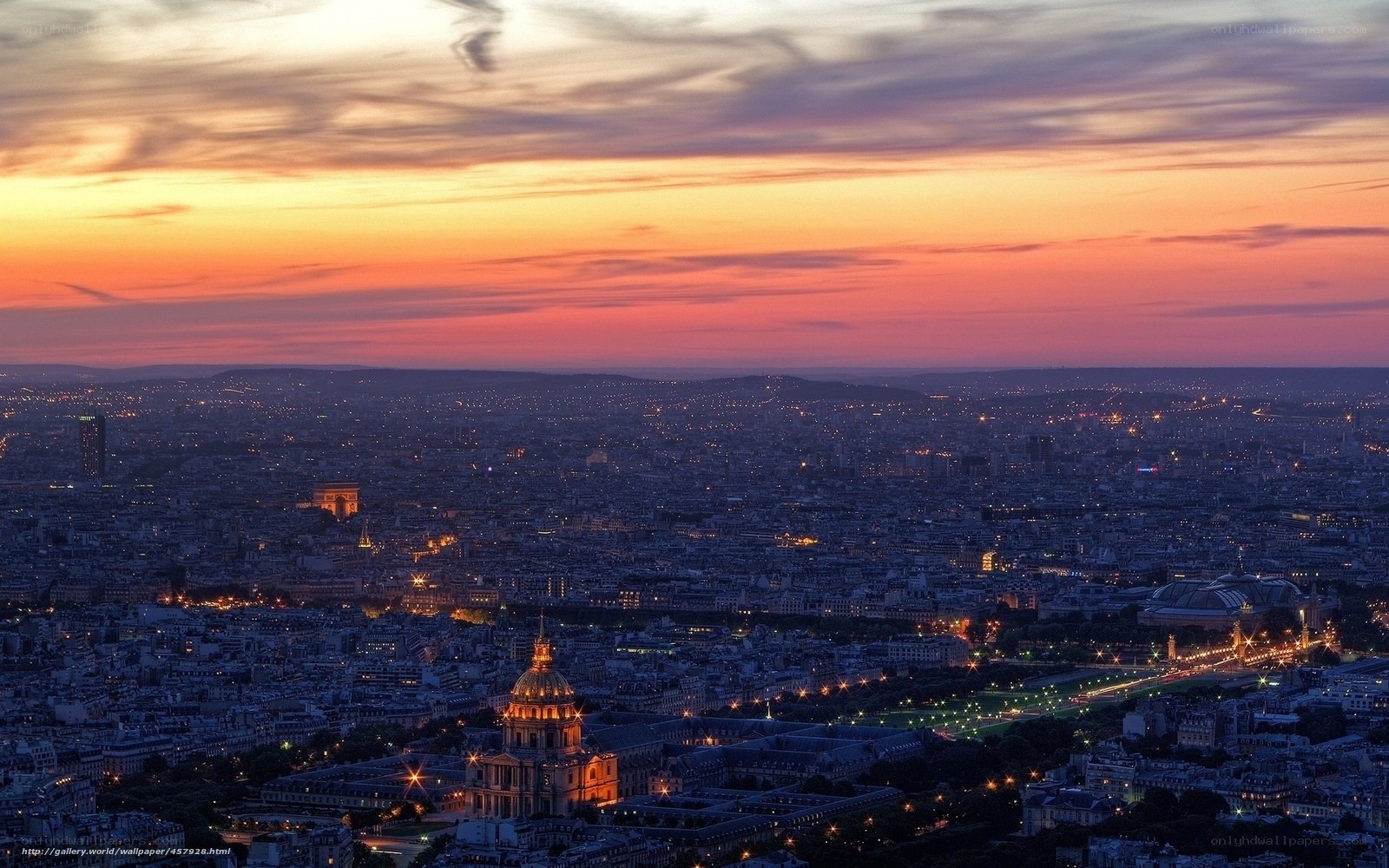 Paris at sunset from above