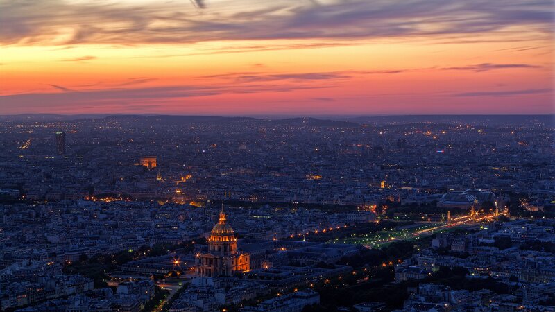 Paris at sunset from above