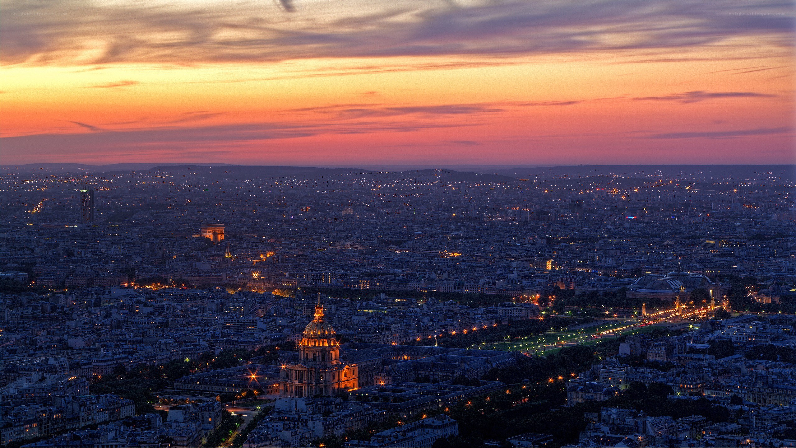 Paris at sunset from above