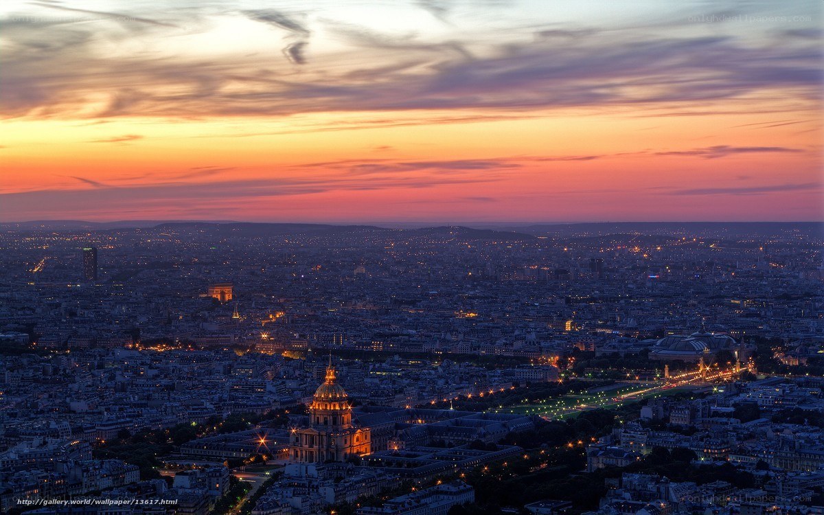 Paris at sunset from above