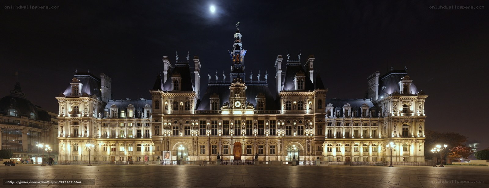 Paris City Hall at night