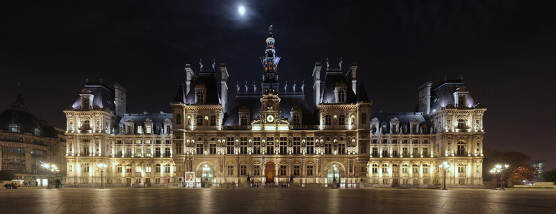 Paris city hall at night