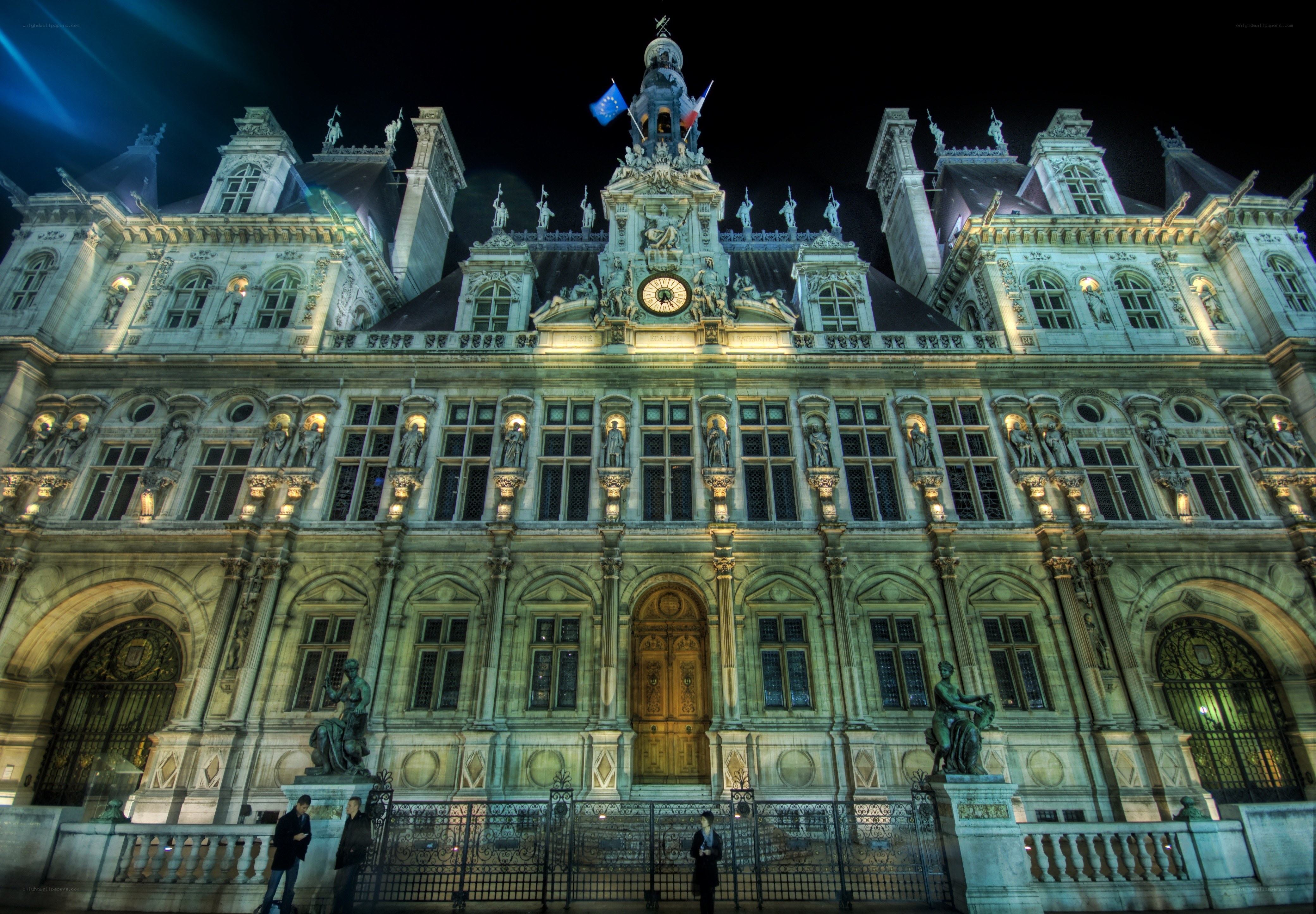 Paris City Hall at night