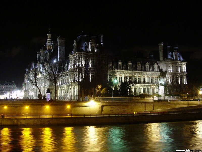Paris city hall at night