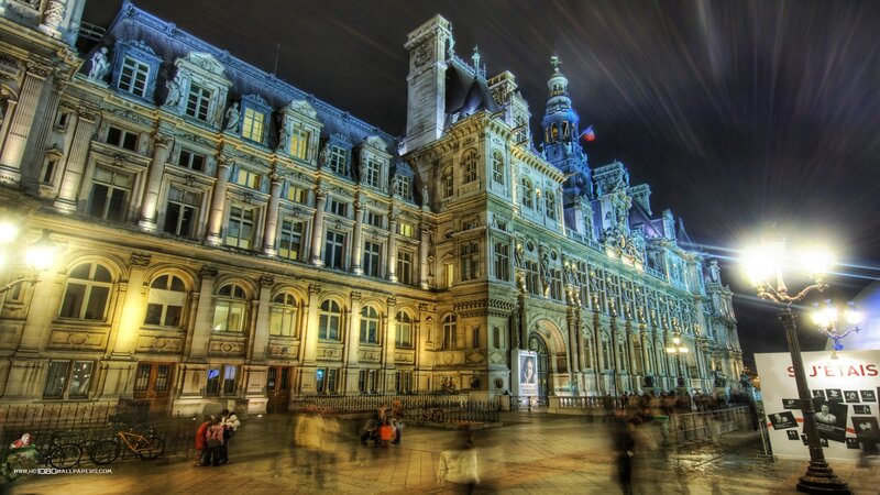 Paris City Hall at Night — Blue