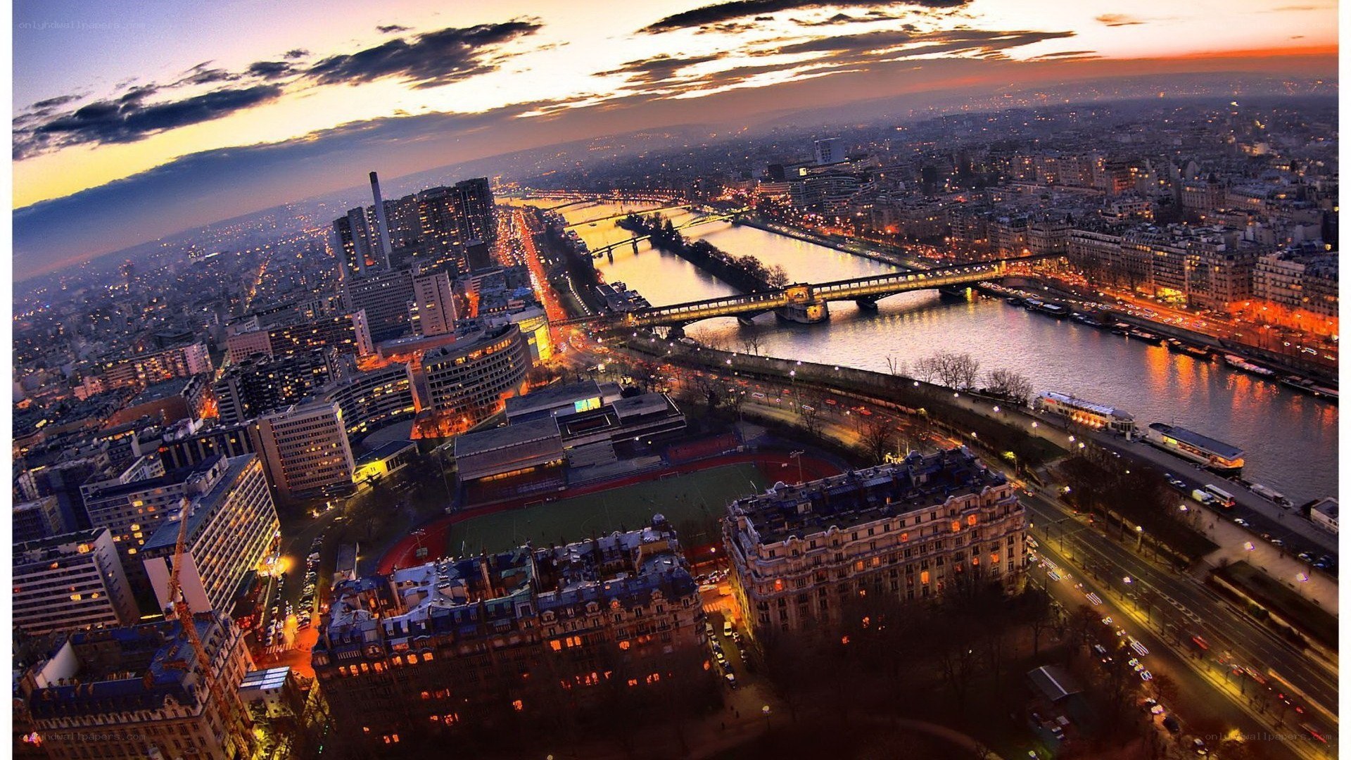 Paris cityscape at dusk