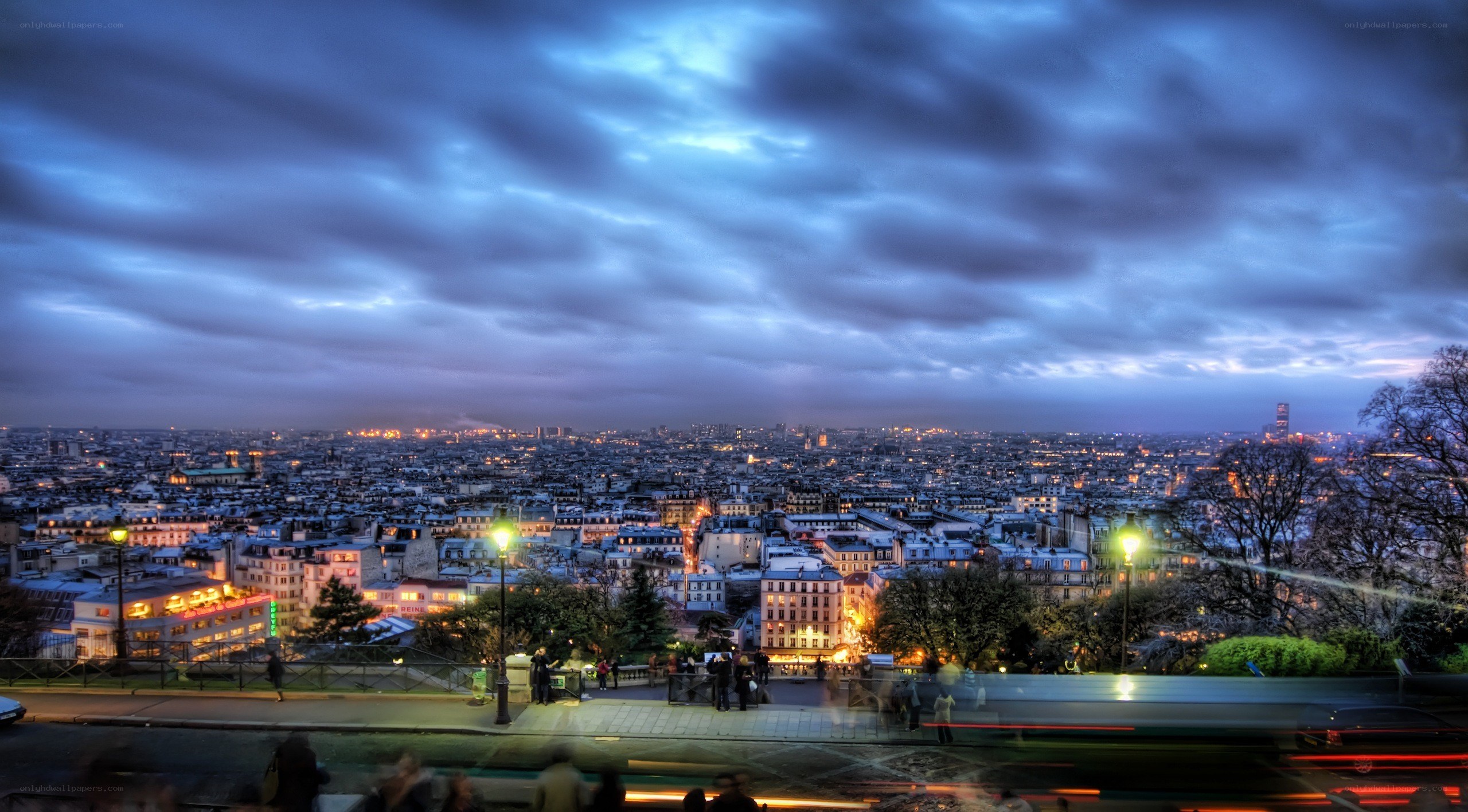 Paris cityscape at dusk