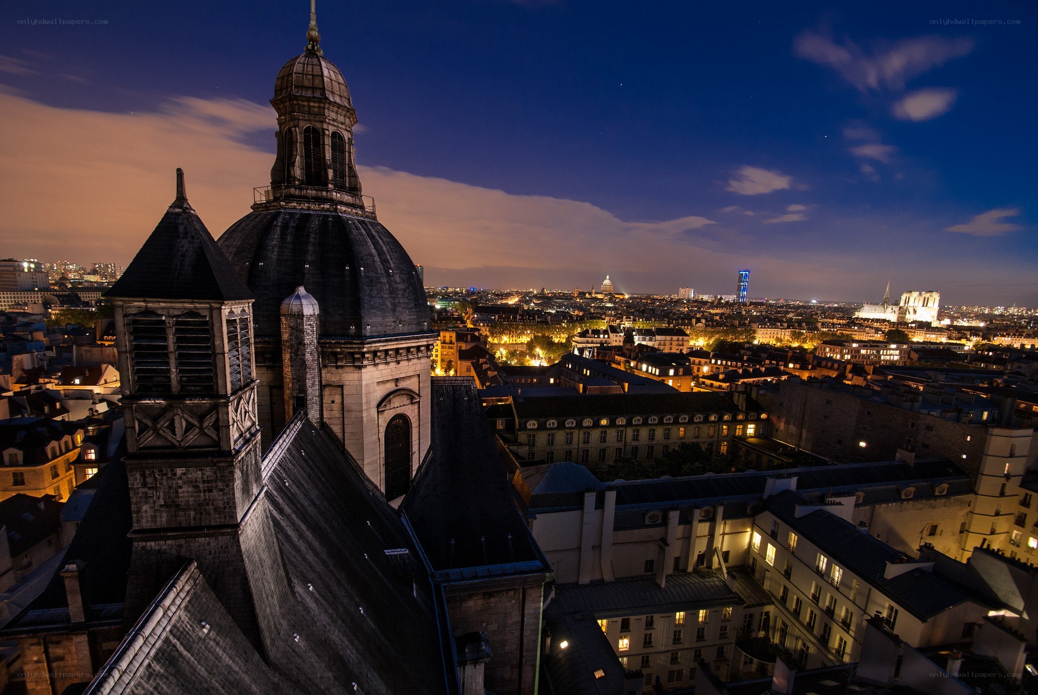 Paris cityscape at dusk