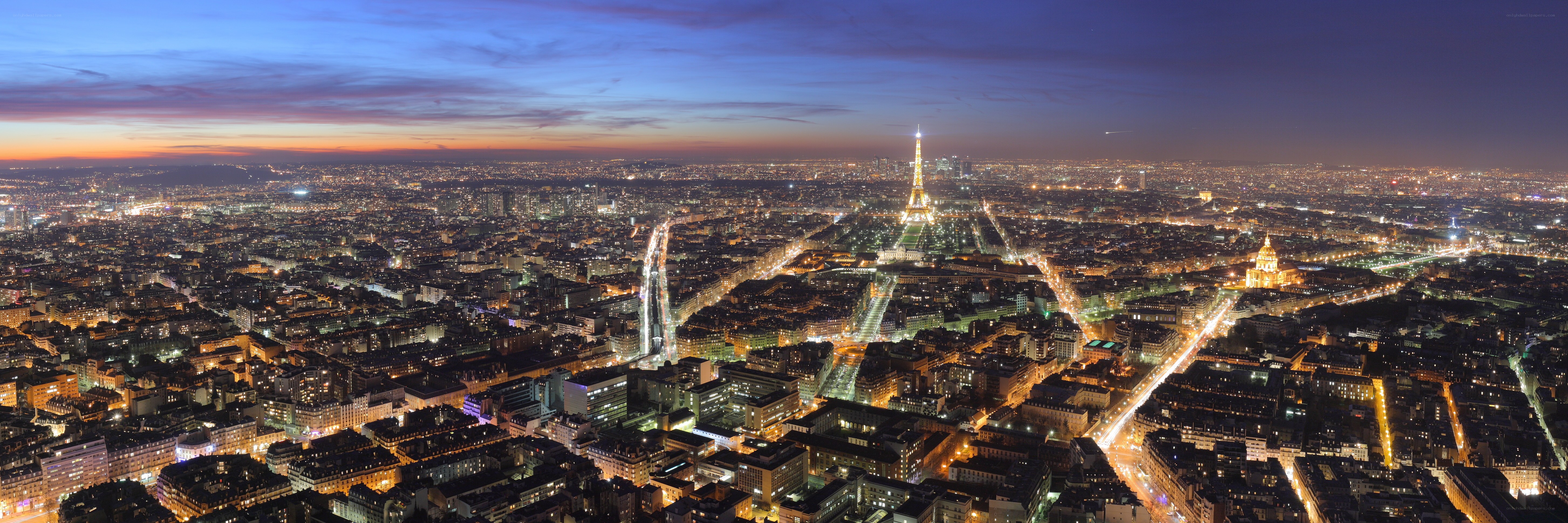 Paris cityscape at dusk