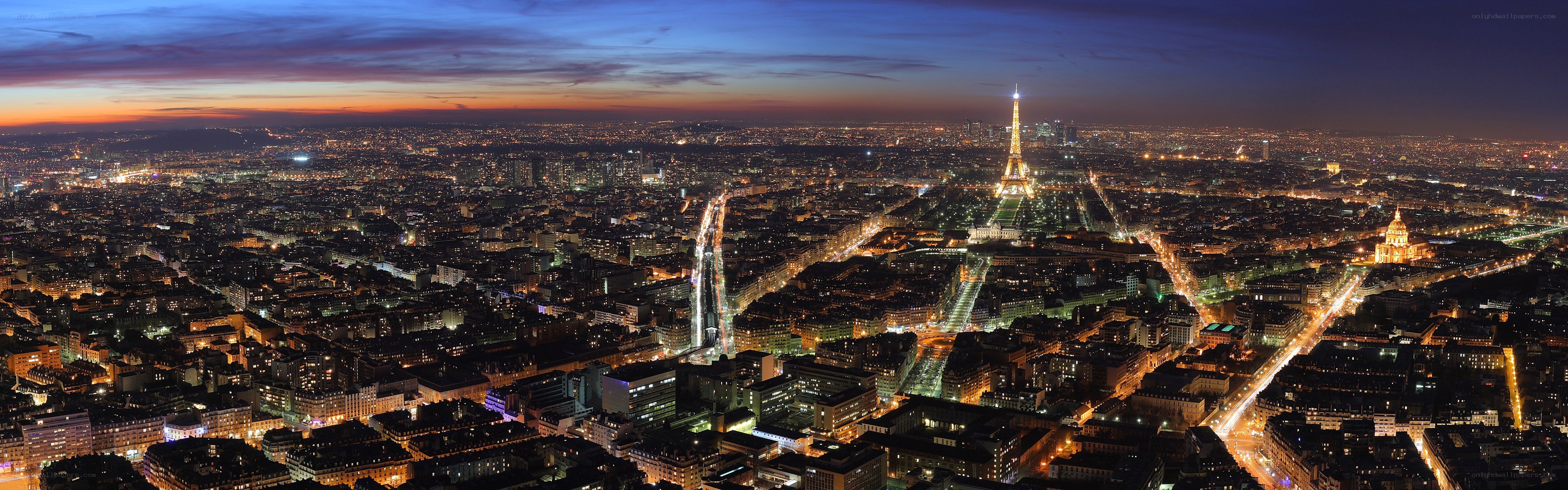 Paris cityscape at dusk