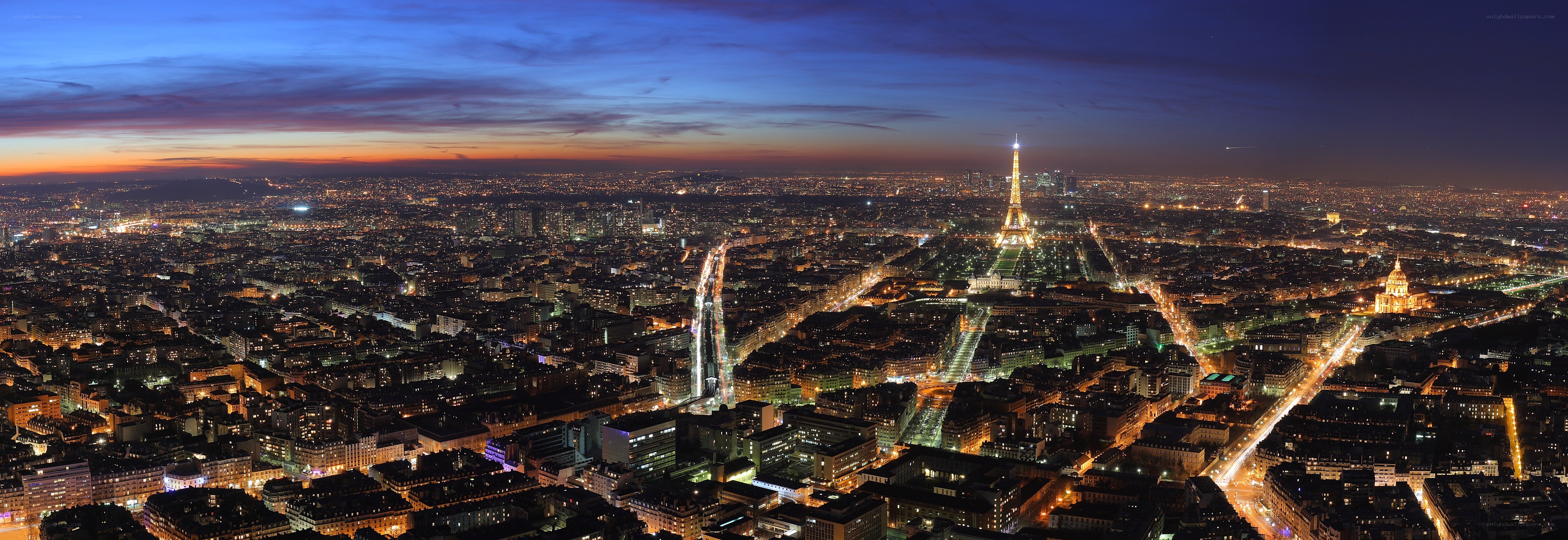 Paris cityscape at dusk