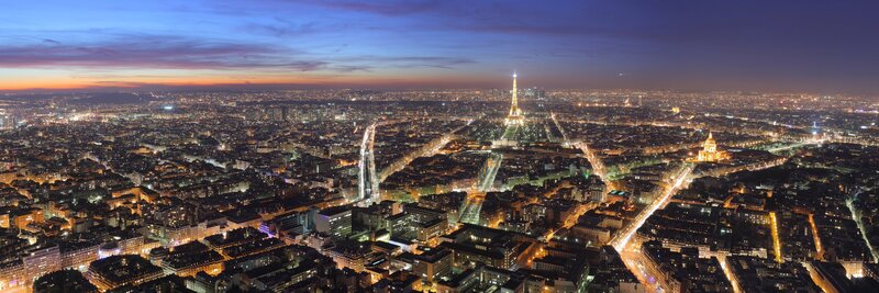 Paris Cityscape at Dusk — Blue, Dramatic, Night, Photograph