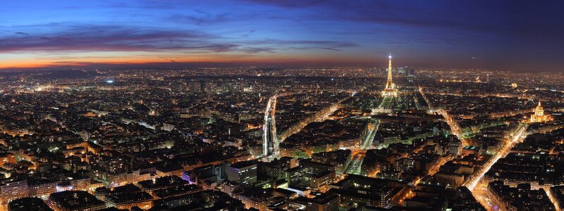 Paris Cityscape at Dusk — Blue, Dramatic
