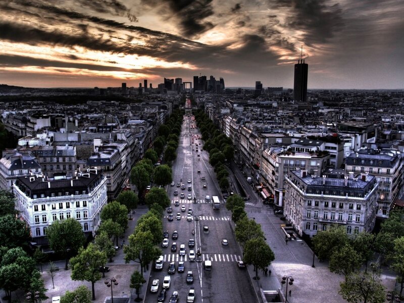 Paris Cityscape at Dusk — Gray