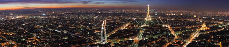 Paris Cityscape at Dusk — Orange, Dramatic, Night