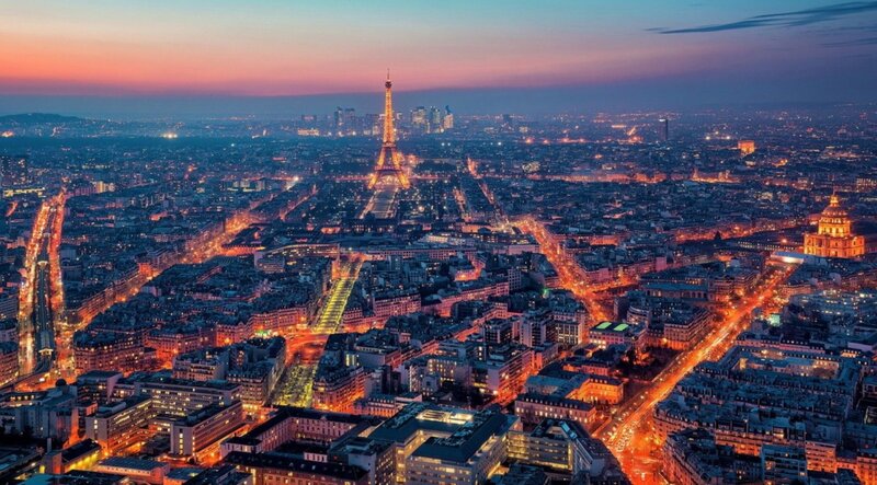 Paris Cityscape at Dusk — Orange, Serene