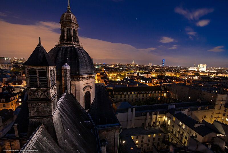 Paris Cityscape at Night — Blue, Dramatic