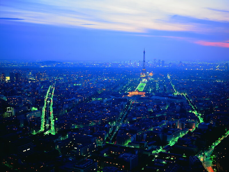 Paris Cityscape at Night — Blue