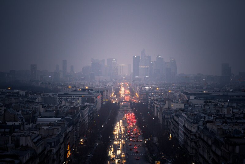 Paris Cityscape at Night — Gray