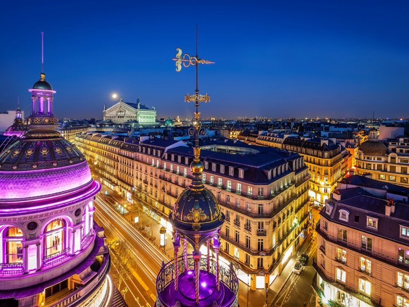 Paris Cityscape at Night — Purple