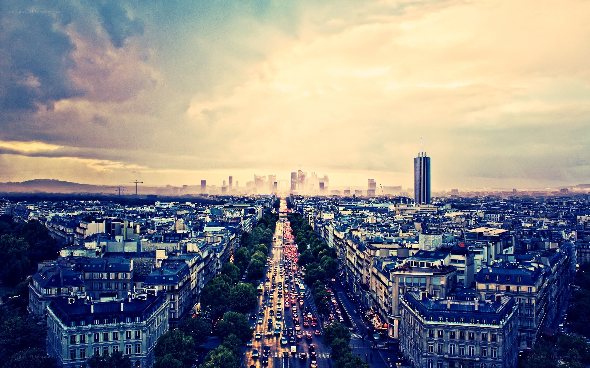 Paris cityscape at sunset