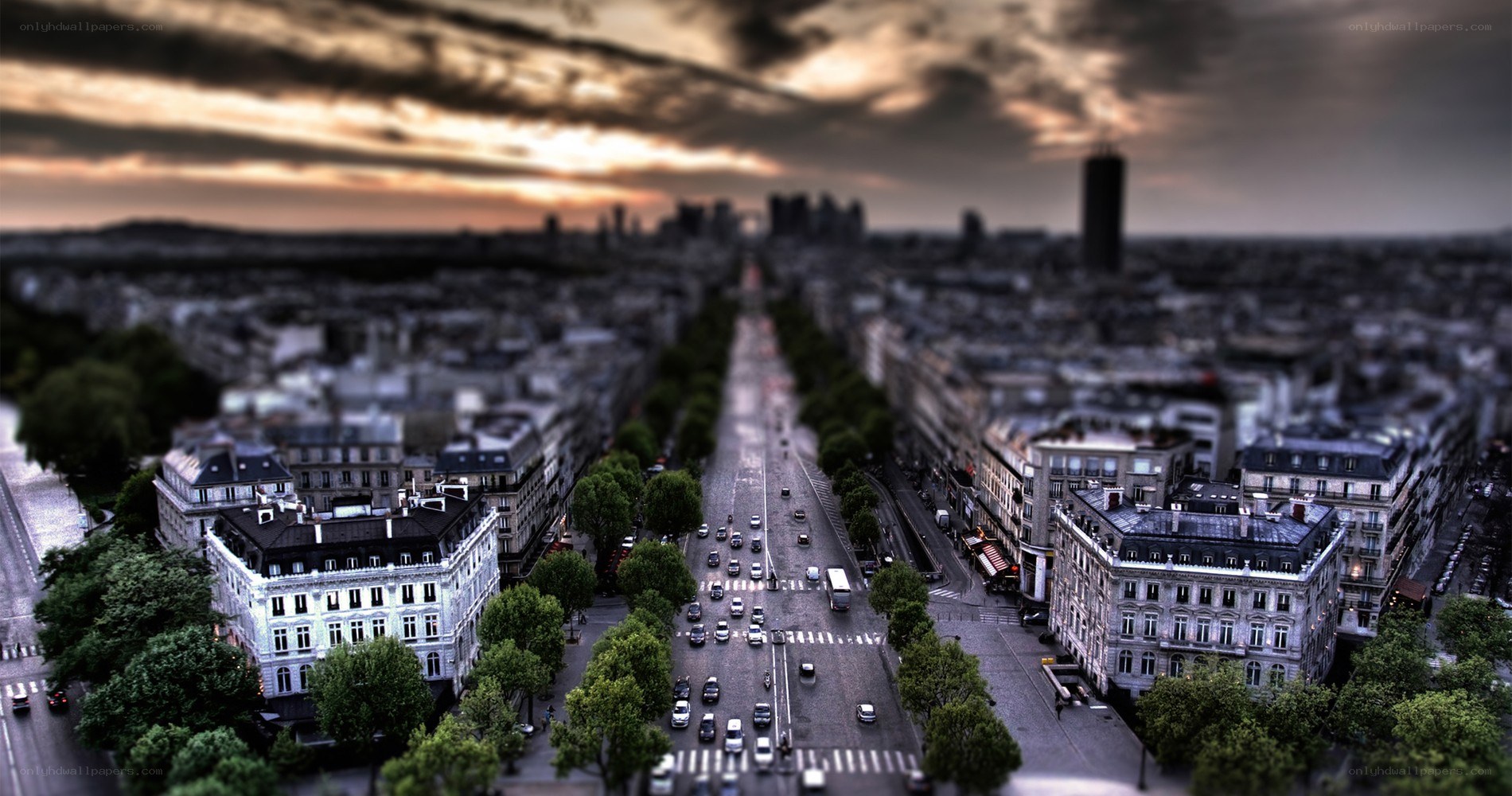 Paris cityscape at sunset
