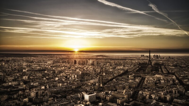 Paris Cityscape at Sunset — Gold