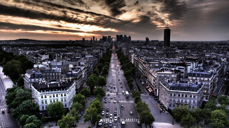 Paris Cityscape at Sunset — Gray