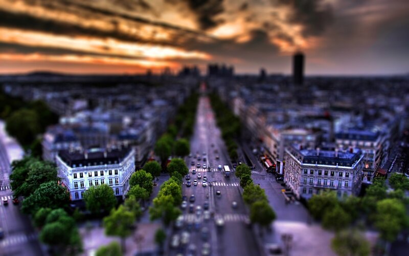 Paris Cityscape at Sunset — Orange, Dramatic, Photograph, Buildings