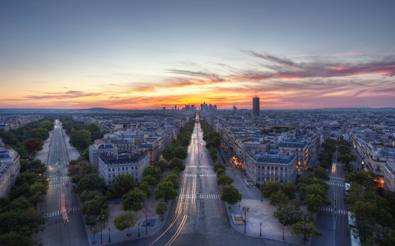 Paris Cityscape at Sunset — Orange, Serene