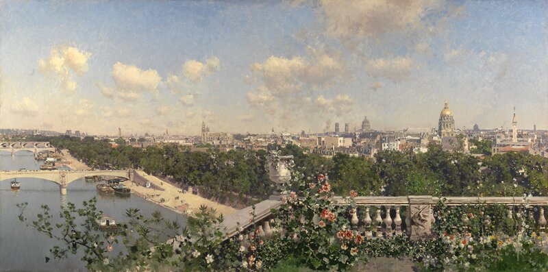 Paris cityscape from a garden