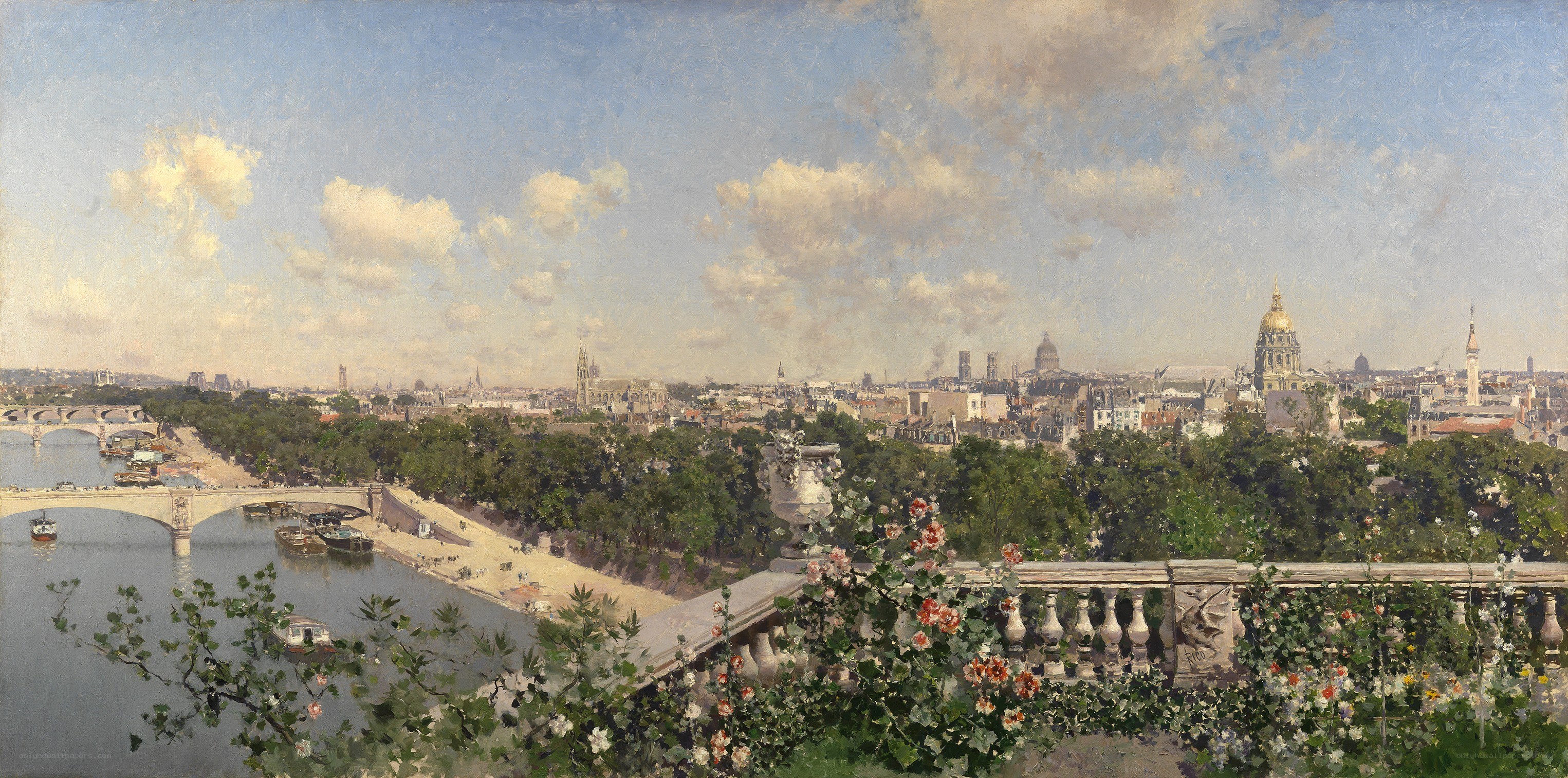 Paris cityscape from a garden