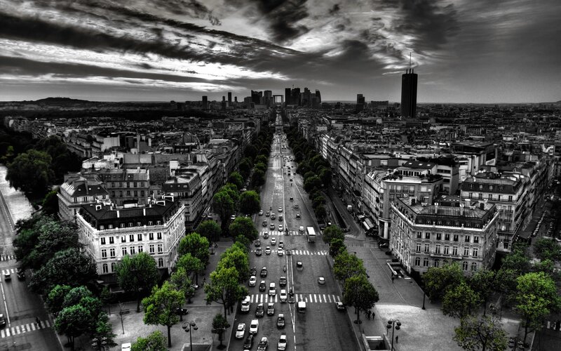 Paris Cityscape View — Black