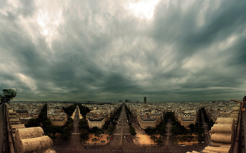Paris Cityscape View — Gray, Dramatic, Afternoon, Photograph, Clouds