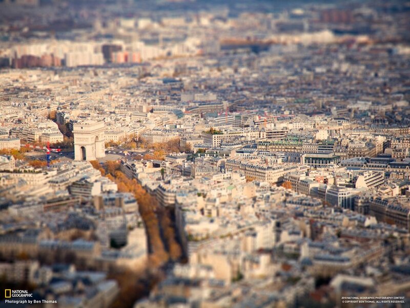 Paris cityscape with Arc de Triomphe
