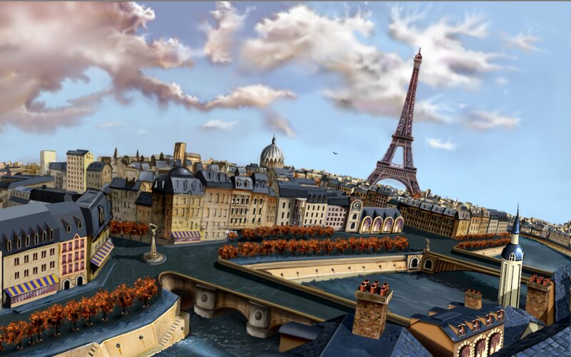 Paris Cityscape with Eiffel Tower — Blue