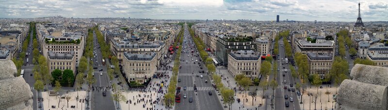 Paris Cityscape with Eiffel Tower — Gray, Urban
