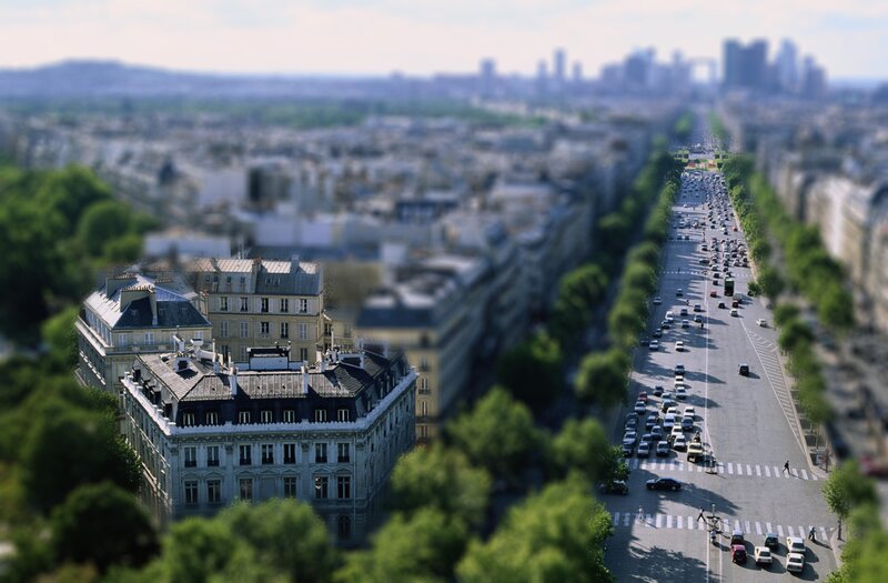 Paris cityscape with traffic