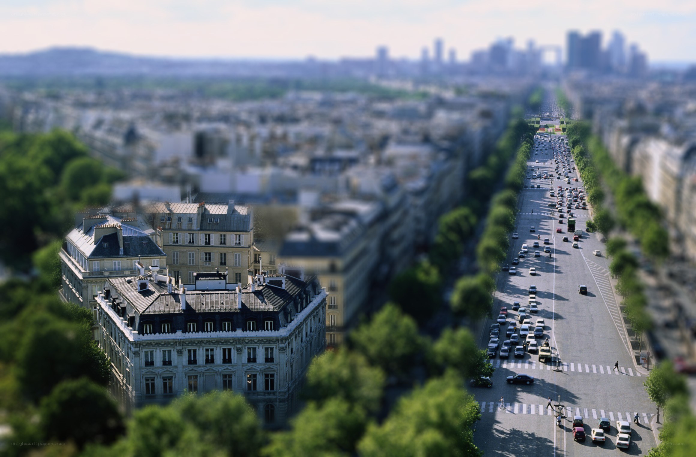 Paris cityscape with traffic