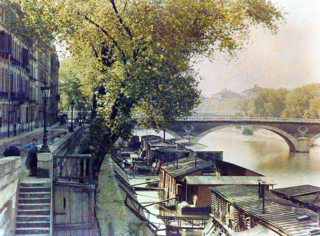 Paris river scene with boats