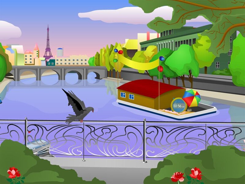 Paris river scene with Eiffel Tower
