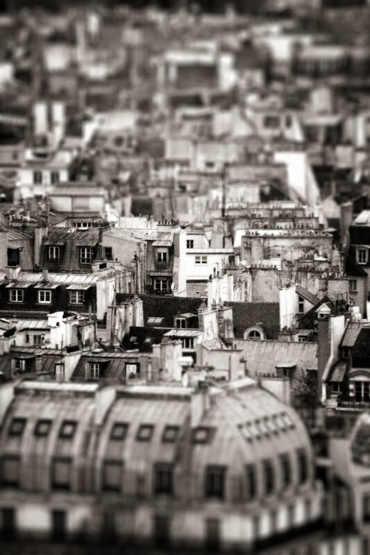 Paris rooftops in black and white